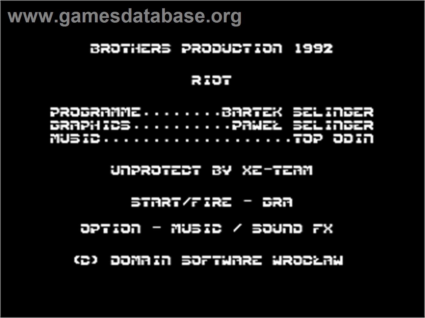 Riot - Atari 8-bit - Artwork - Title Screen